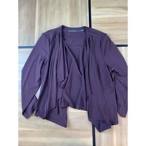Iris Setlakwe Women's Plum Draped Open Front Cardigan Jacket TG XL Made in Canad